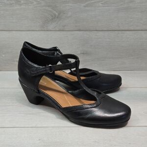 Easy Spirit Elegant Black Women's Mary Jane Leather Shoes Heels Sz 10M